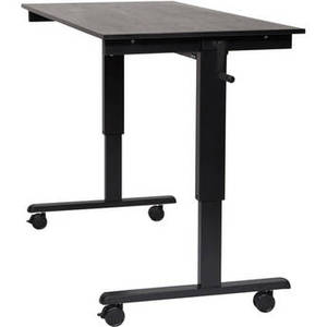 60" Crank Adjustable Stand-Up Desk (Black Oak Desk, Black Frame)
