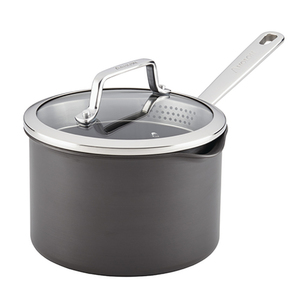 3qt Authority Hard Anodized Straining Saucepan w/ Lid