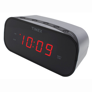 Alarm Clock with 0.7" Red Display Silver