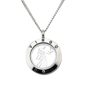Inox Jewelry Women's Stainless Steel Cubic Zirconia Zodiac Virgo Pendant Necklace