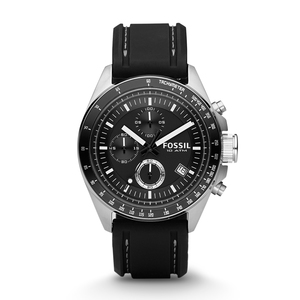 Mens Decker Chronograph Black Silicone Strap Watch