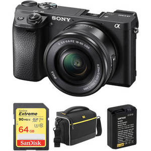 Alpha a6300 Mirrorless Digital Camera with 16-50mm Lens and Accessory Kit (Black)