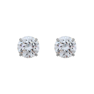 14K White Gold 6mm Round Cubic Zirconia Stud Earrings