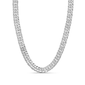 Sterling Silver 220 Gauge Diamond Cut Double Curb Chain, 24 Inches.