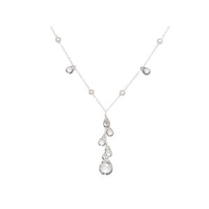 Lita Sterling Silver "Y" Necklace With Pearl And Crystal, 16" + 2"