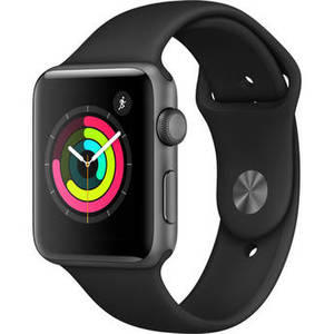 Watch Series 3 42mm Smartwatch (GPS Only, Space Gray Aluminum Case, Black Sport Band)