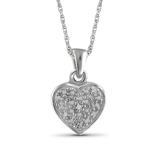 JewelonFire White Diamond Accent Sterling Silver Heart Pendant