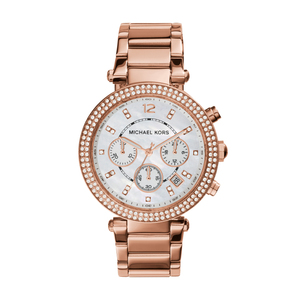 Ladies Parker Rose Gold-Tone SS Bracelet Watch Mother of Pearl Dial