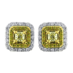 5/8 Cttw Natural Fancy Yellow & White Diamond Earrings in 14K White Gold