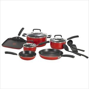 Signature Total Non-Stick 12-Piece Cookware Set - Red