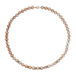 Dyed Champagne Color Genuine Freshwater Pearl w/ Rhinestone Necklace