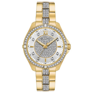 Ladies Crystal Collection Gold Stainless Steel Watch White & Crystal Dial