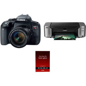 EOS Rebel T7i DSLR Camera with 18-55mm Lens and Inkjet Printer Kit