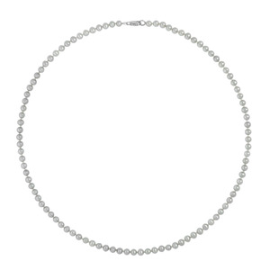 Dyed Silver Grey Color Genuine Freshwater Pearl Knotted Sterling Silver Necklace