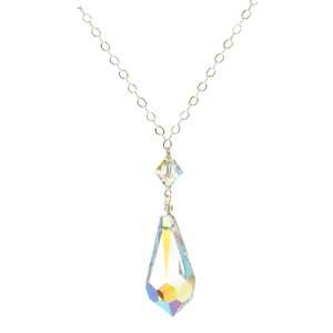 Lita Swarovski Teardrop Necklace With Sterling Silver Chain 18&quot;