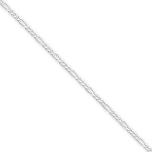 Sterling Silver 1.75mm Figaro Chain Ankle Bracelet - 10 Inch - Spring Ring