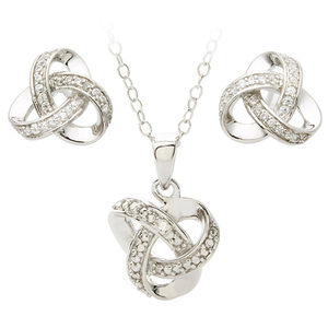 Diamond Love Knot Earring & Necklace Set