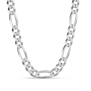 Sterling Silver 250 Gauge Pav&#233; Figaro 3+1 Chain, 26 Inches