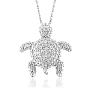 JewelonFire White Diamond Accent Sterling Silver Tortoise Pendant