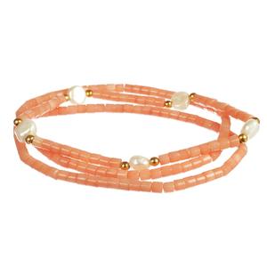 Lita 3 Piece Set Dyed Pink Coral Stretch Bracelet