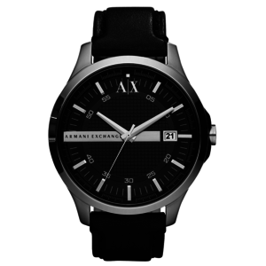 Armani Exchange Hampton Men's Black Leather Watch