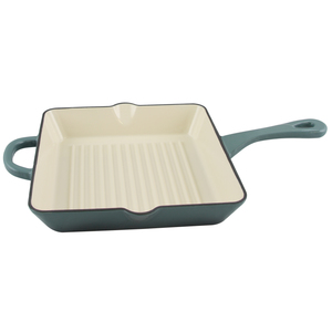 Crock-Pot. Crock-Pot Artisan 10" Square Enameled Cast Iron Grill Pan, Slate Grey