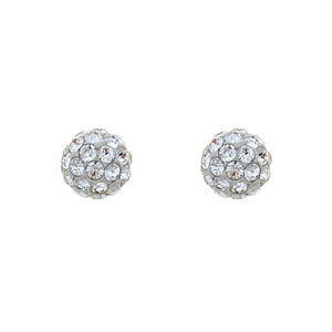 14K Yellow Gold 5mm White Crystal Ball Stud Earring