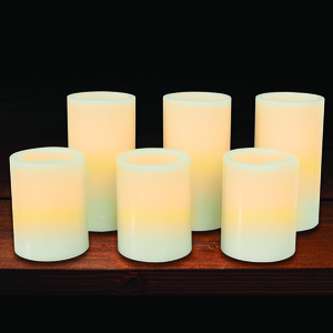 Flameless Pure Paraffin LED Pillar Candle Set 6 Candles