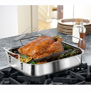 Tri Ply Stainless Steel 14" Roaster w/ Rack and Lifters