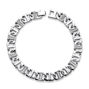 PalmBeach Jewelry Men's 1.10 TCW Cubic Zirconia 10 mm Mariner-Link Bracelet in in Silvertone 8 3/4"