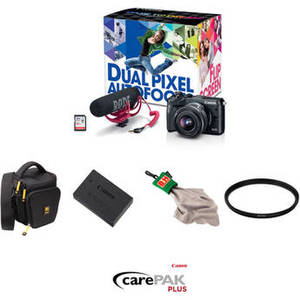 EOS M6 Mirrorless Digital Camera with 15-45mm Lens Video Creator Kit and Deluxe Kit