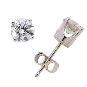 14k White Gold Diamond Solitaire Earrings 1.00twt