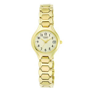 Womens Quartz Gold-Tone Watch Champagne Dial