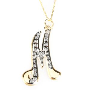 Diamond Fascination 14k Yellow Gold Diamond Accent &quot;M&quot; Pendant