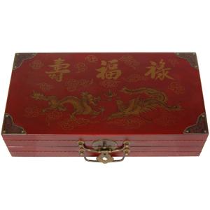 Oriental Furniture Red Lacquer Chess Set Box