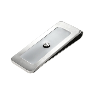 Stainless Steel Cubic Zirconia Black Money Clip