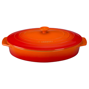 3.75 Qt. Classic Stoneware Covered Oval Casserole Flame