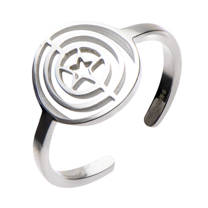 Marvel Women's Stainless Steel Captain America Shield Cutout Ring