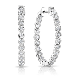 Diamond Inside-Out Hoop Earrings White Gold