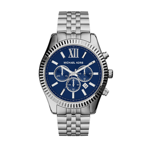 Mens Lexington Silver-Tone SS Chronograph Watch Blue Dial