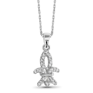 JewelonFire White Diamond Accent Sterling Silver Fleur-de-lis Pendant
