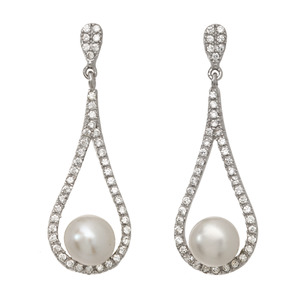 Lita CZ With Pearl Drop Earrings