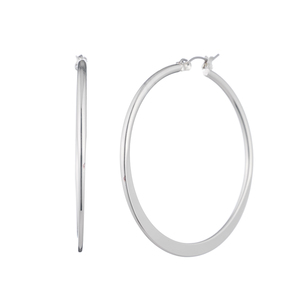 Silver-Tone Large Knife Edge Hoop Earrings