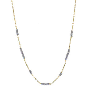 Genuine Faceted Tanzanite Rondelles on Chain Gold Over Sterling Silver, 17" Necklace