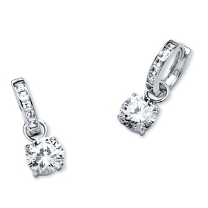 PalmBeach Jewelry 4.40 TCW Cubic Zirconia Huggie Hoop Earrings in Platinum over Sterling Silver