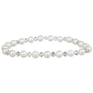 Lita Cultured Pearl With Swarovski Crystals Stretch Bracelet