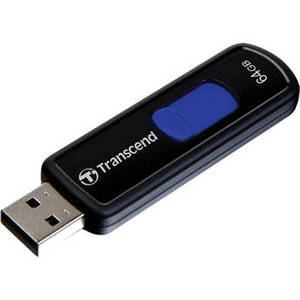 JetFlash 500 64GB USB 2.0 Flash Drive (Black, Navy Blue Slider)