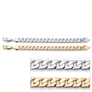 PalmBeach Jewelry Men's 2 Piece Curb Link Bracelet Set in Yellow Gold Tone and Silvertone 9&quot;