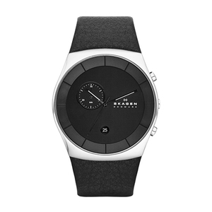 Mens Havene Black Chronograph Watch Black Leather Strap