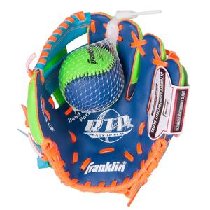 Franklin Sports 9.5&quot; Teeball Recreational Glove Blue/Lime/Orange Left Handed Thrower with Ball